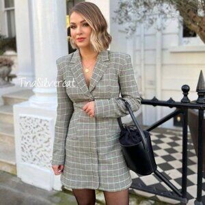 BLOGGER'S FAVE! Zara Check Blazer Dress Black/White Sz XS, M NWT